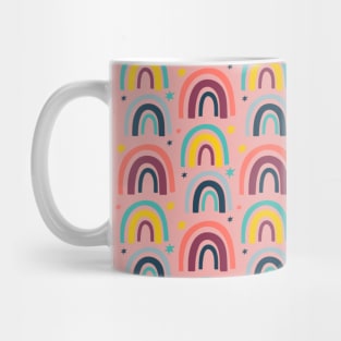 Rainbow pattern on pink blush Mug